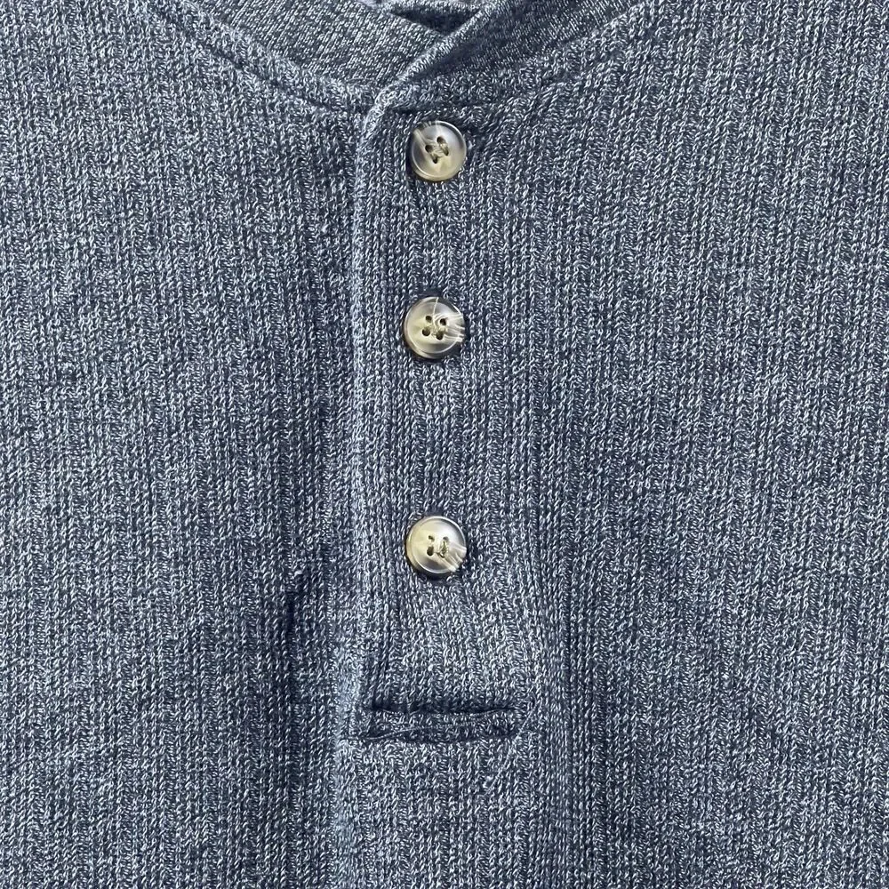 Farah Shirt Mens Medium Gray Pullover Sweater 3‎ Button Front Stretchy Knit